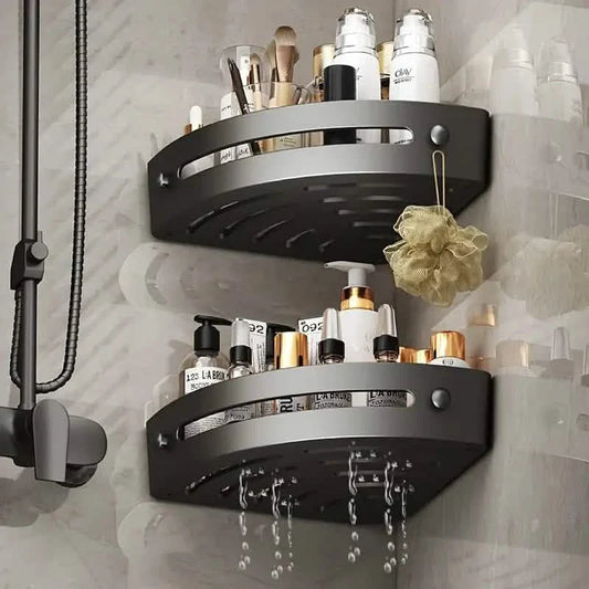 2-Tier: Rustproof Corner Shower Caddy, Adhesive Wall Mounted Shower Shelves No Drilling