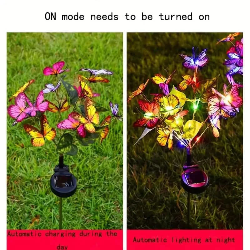 2-Pack: Solar-Powered Butterfly Flower Lamp