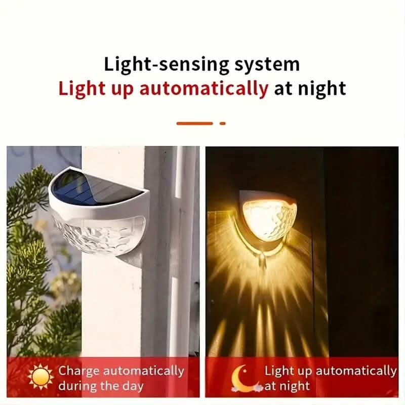 2-Pack: Solar Wall Mount Outdoor Fence Lamp