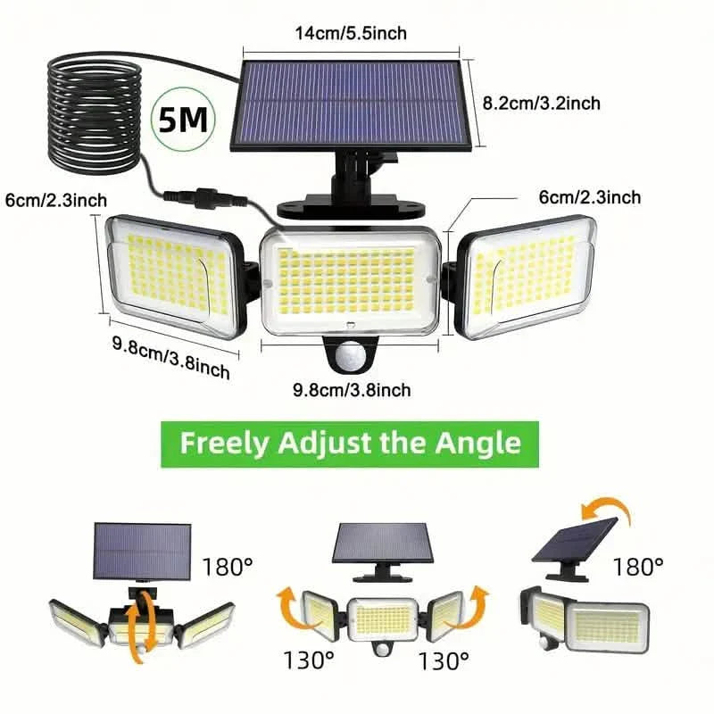 2-Pack: Split Solar Wall Light For Outdoor With Motion Sensor 3 Heads