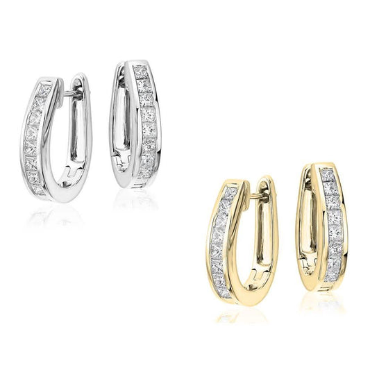 2-Pair: Oval Crystal Hoop Earrings
