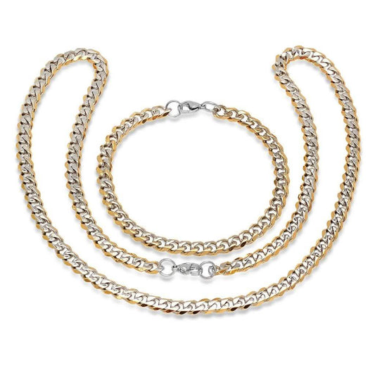 2-Piece: 18K Gold over Stainless Steel Mens Jewelry Set