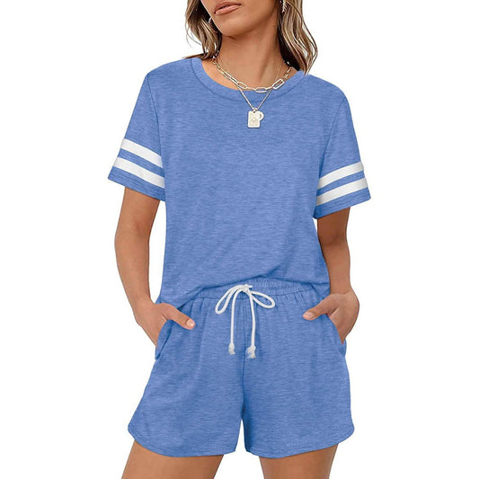 2-Piece: Loungewear for Women Short Sleeve Sweatsuit Sets Crewneck Loose Fit Outfits