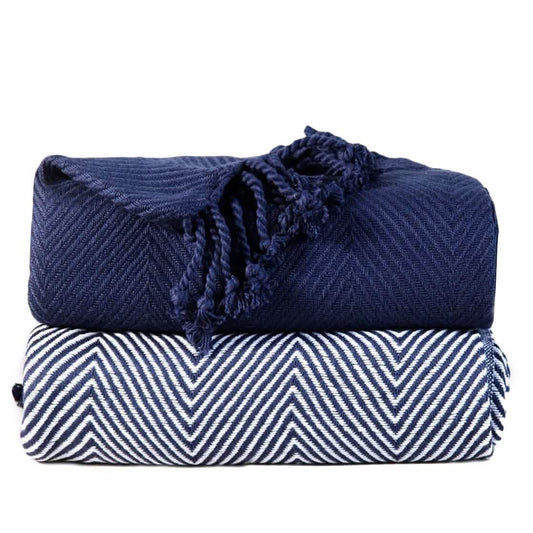 2-Piece Set: 100% Cotton Hand Twisted Throw Blanket 50" X 60"