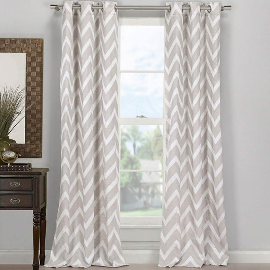 2-Piece Set: Chevron Grommet Window Curtain Pair Panel