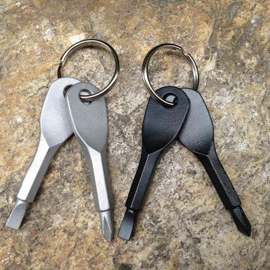 2-Piece Set: Stainless Keychain Pocket Tool Screwdriver Set