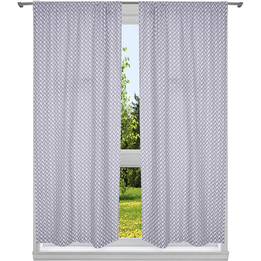 2-Piece Set:100% Cotton Chevron Print Blackout Window Curtain Pair Panel