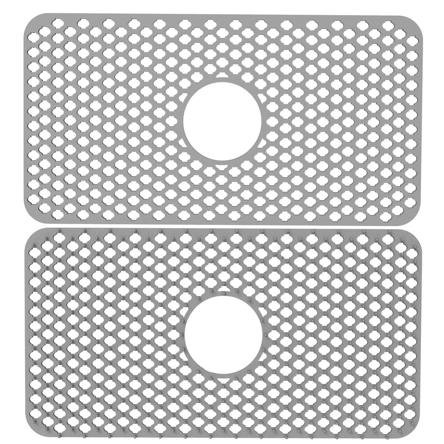 2-Piece: Silicon Grid Sink Mat with Central Drain Hole