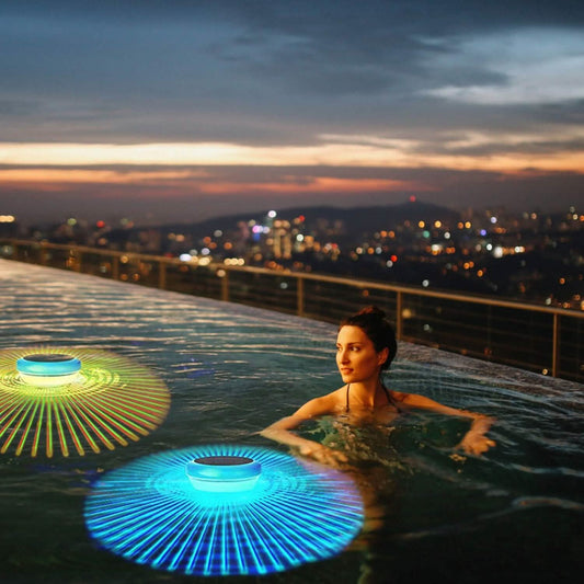 2-Piece: Solar Powered LED Pool Light Gradient Multicolor Changing