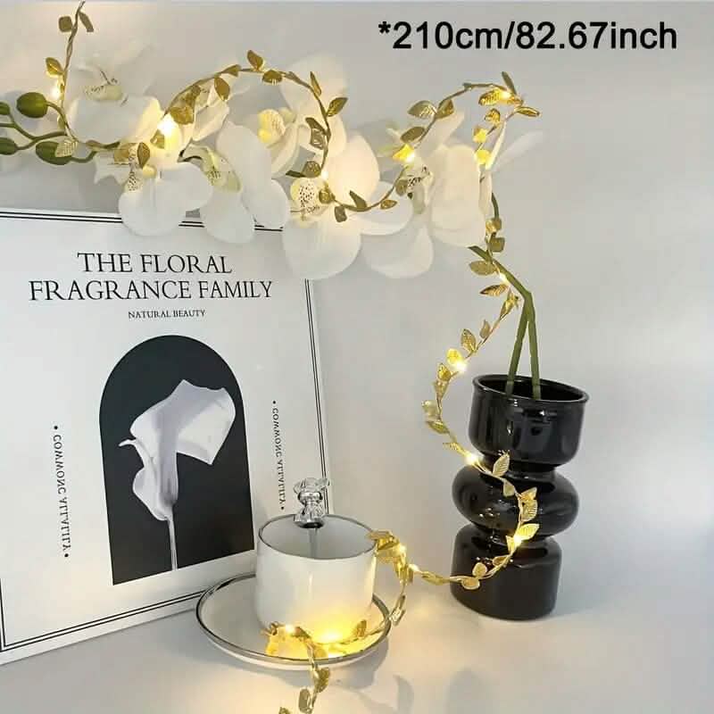 20 LED Golden Leaf Fairy Lights