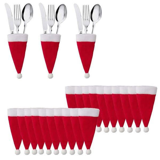 20-Piece: Christmas Santa Hat Silverware Storage Bag