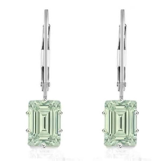 2.00 CTW Genuine Amethyst Emerald Cut Leverback Earrings