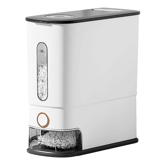25LBS Vertical Rice Dispenser With Dustproof Lid Large Capacity Grain Storage Container With Measuring Cup Built-In