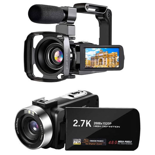 2.7K Camcorder 42MP 18x Zoom Digital Video Camera with 270° Rotating IPS Screen