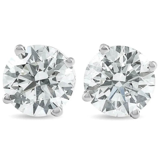 2Ct TW Round Lab Grown Diamond Studs 14K White Gold with Screw Backs
