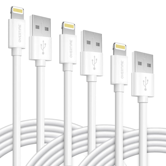 3-Pack: 4 Ft. Overtime Apple MFi Certified Lightning Cable