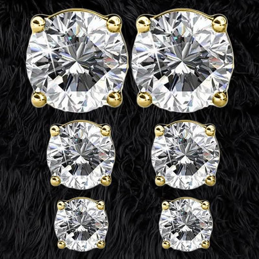 3-Pairs: Elements of Love Crystal Stud Earrings