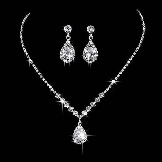 3-Piece: Women's Diamond Cubic Zirconia Necklace Earrings Set