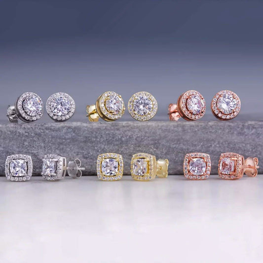 3.44 CTTW Halo Stud Earrings with Swarovski Elements