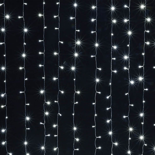 3Mx3M White 300 LED Curtain Fairy String Light 8 Models Garden Patio Party Decoration