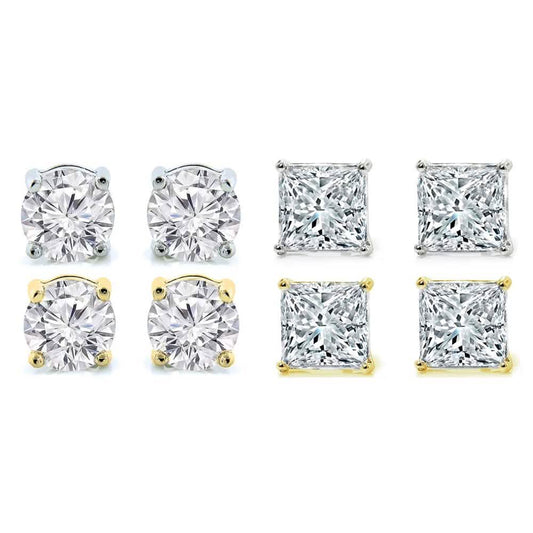 4-Pack: Crystal Stud Earrings Set