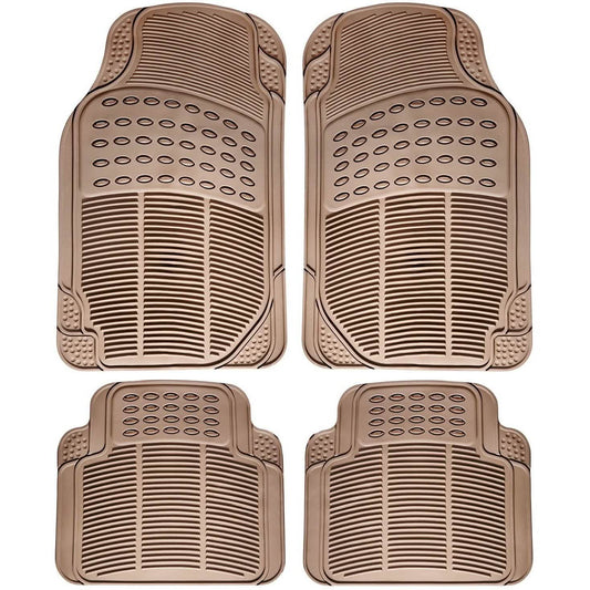 4-Pack: OxGord® Ridged Style 1st & 2nd Row Black Heavy Duty Rubber Floor Mat Set
