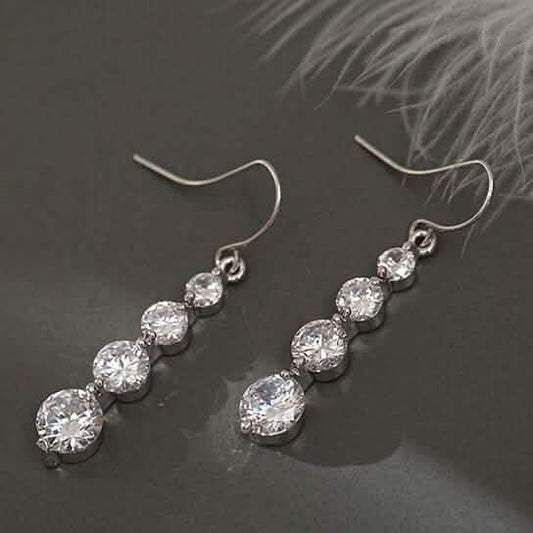 4 Row Graduated Crystal Drop Earrings
