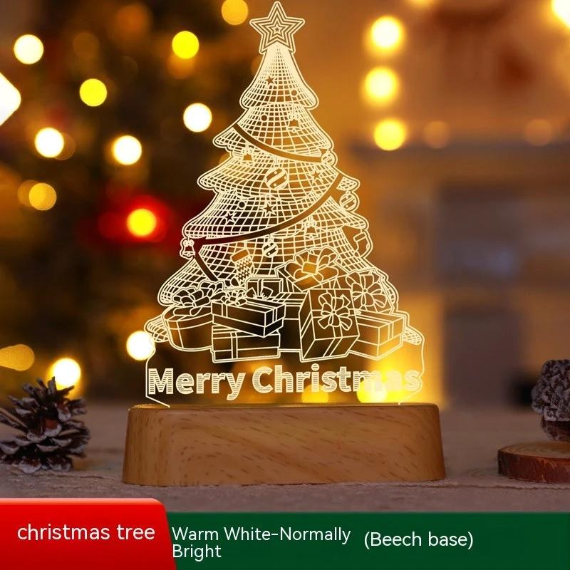 MANDOTOS Christmas 3D LED Acrylic Night Light Ornament Festive Holiday Decor Gift Idea For Kids