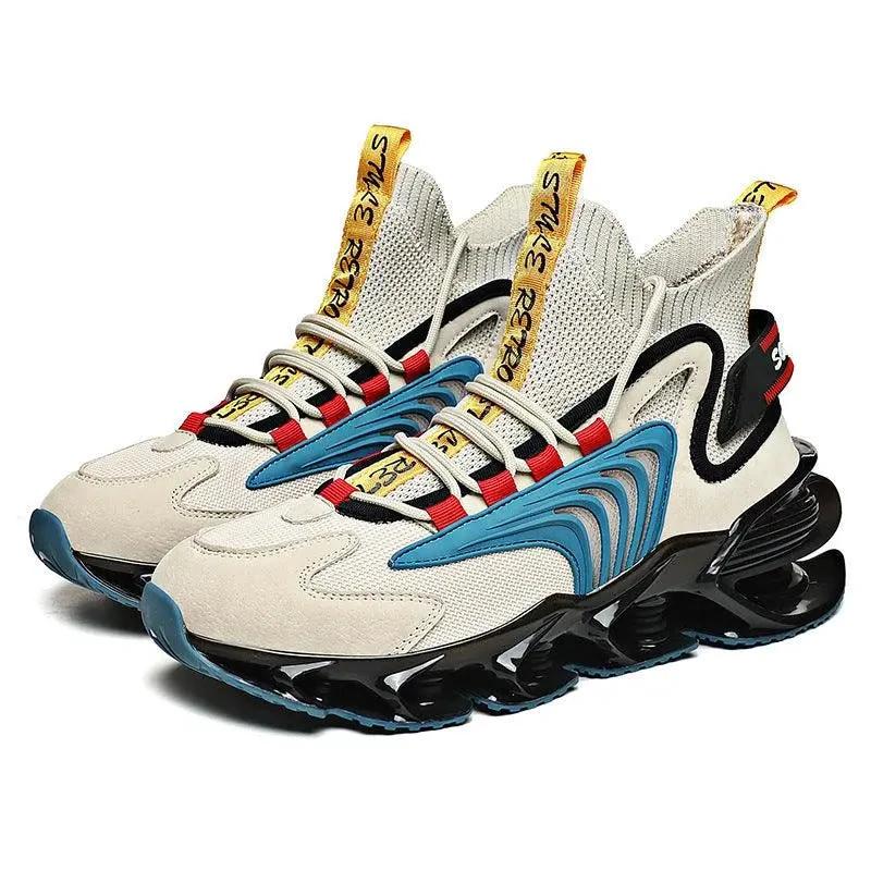 Fly Woven Mesh High-Top Sneakers - Breathable Thick-Soled Running Shoes
