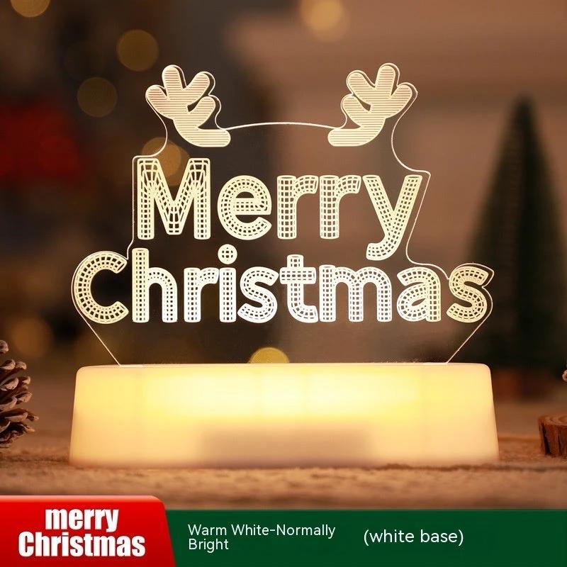MANDOTOS Christmas 3D LED Acrylic Night Light Ornament Festive Holiday Decor Gift Idea For Kids