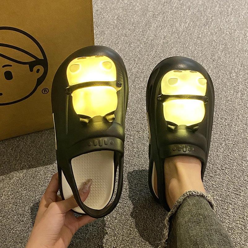 Mandotos Panda Lamp Light Up Slippers Sandals For Women EVA Comfort Non Slip Sole Summer