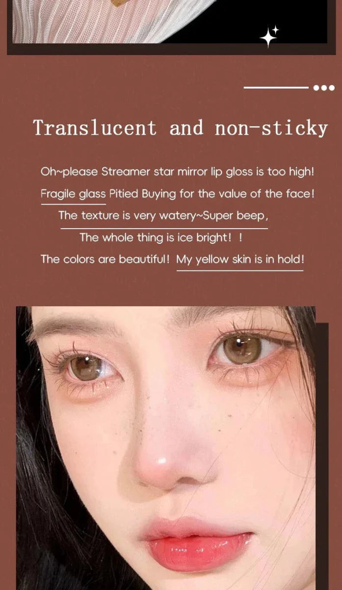 Long-Lasting Lip Gloss - Moisturizing Waterproof Mirror Finish
