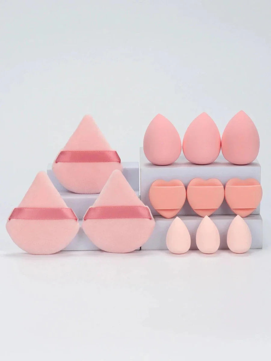 12 Piece All Purpose Makeup Sponge Set with Loose Powder Puffs Mini Air Cushion Puffs Beauty Eggs and Mini Beauty Sponges