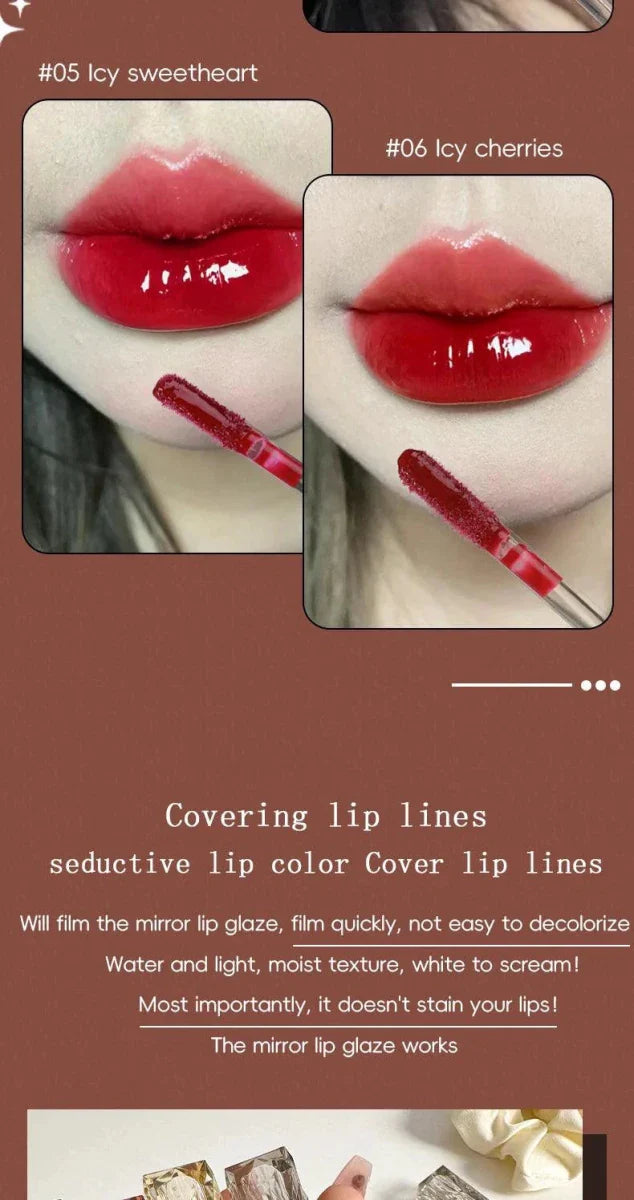 Long-Lasting Lip Gloss - Moisturizing Waterproof Mirror Finish