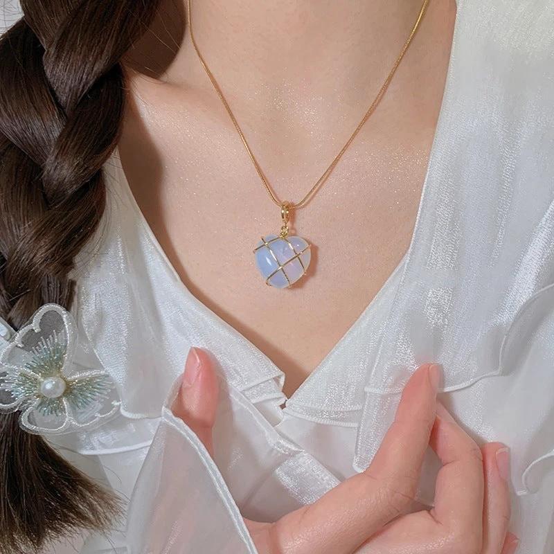 Fashion Moonstone Necklace - Cartoon Princess Love Girl Jewelry