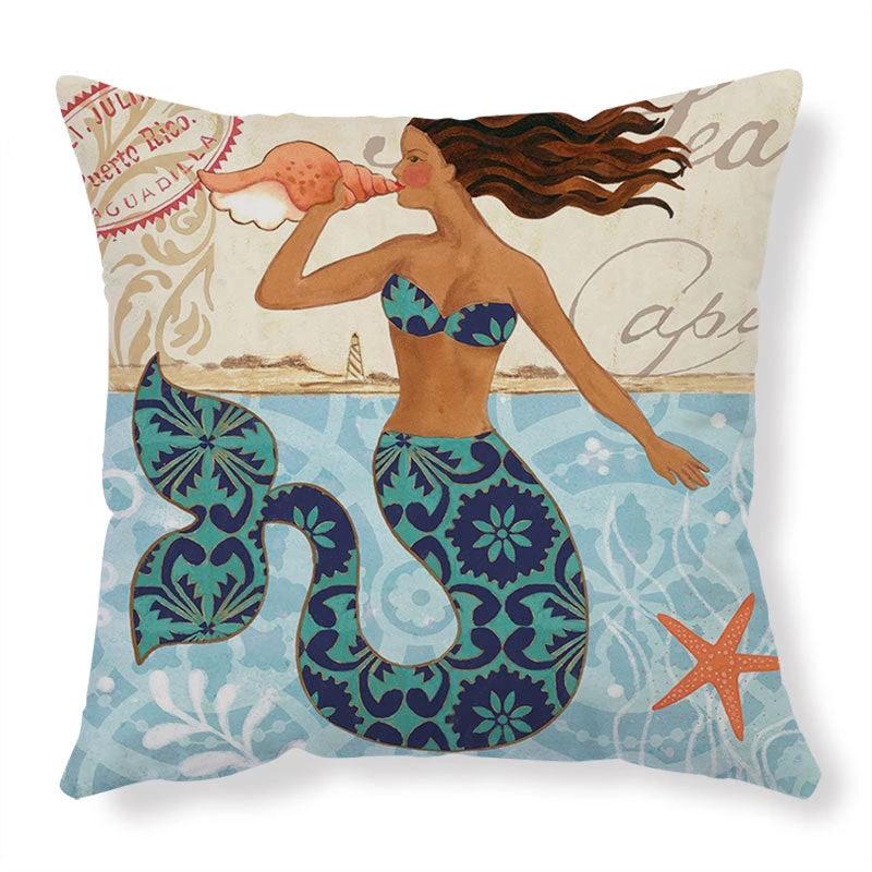 Mandotos Sea Turtle Printed Cushion Covers Linen Throw Pillow Cases For Home Decor Sofa Chair
