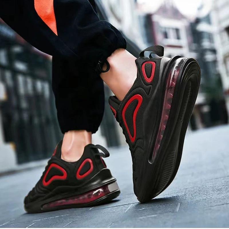 Mandotos Men Casual Air Cushion Black Shoes Outdoor Breathable Lace Up Sneakers Running Sports