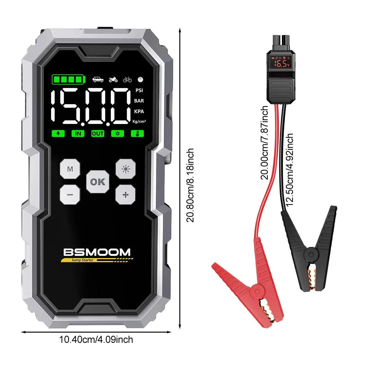 MANDOTOS Car Jump Starter Pro With Air Compressor 6000A 21800mAh LCD Display Portable Booster Charger