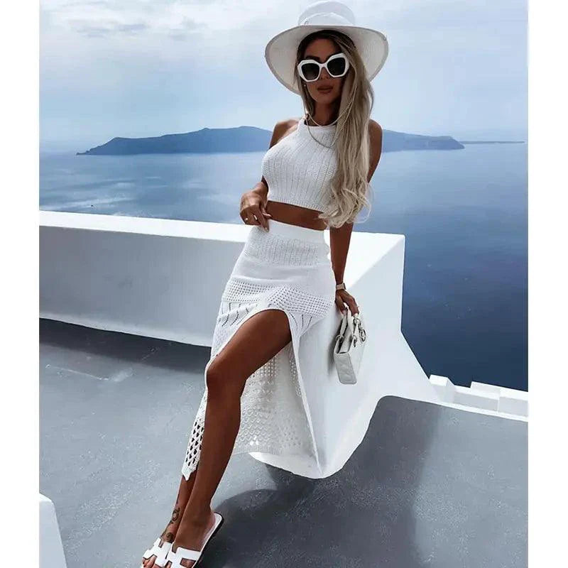 Coastal Chic Beach Knit Skirt Set - Effortless Style, Comfort & Versatility