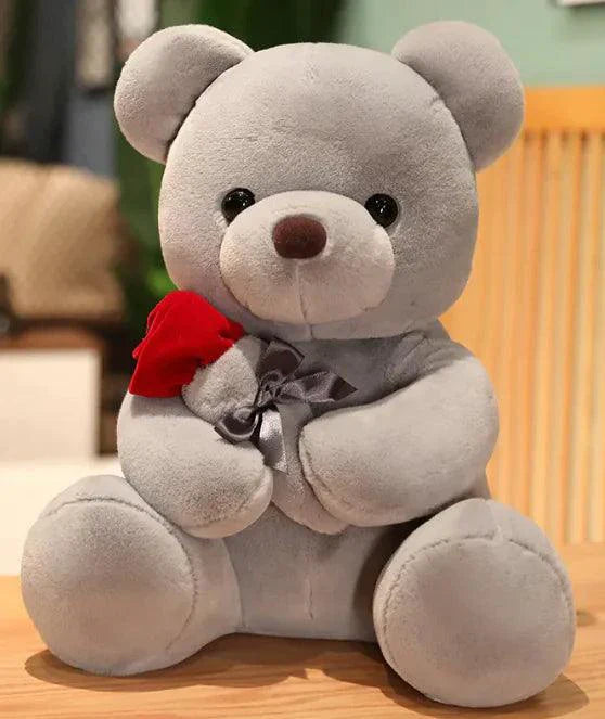 Mandotos Cuddly Rose Teddy Pillow With Red Rose Detail And Plush Bear Sizes 25 35 45 cm
