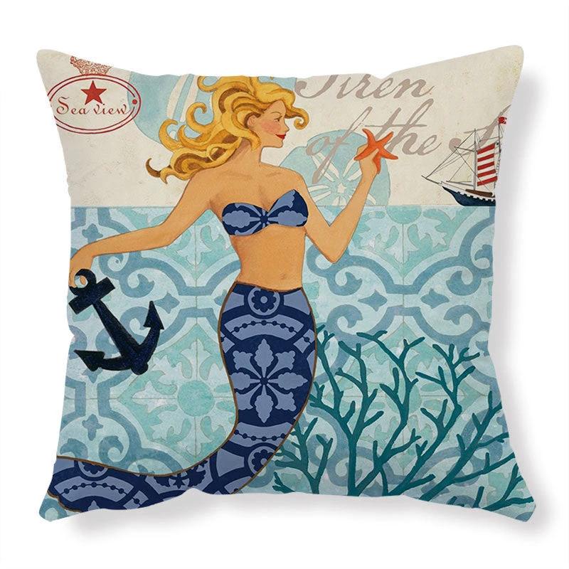 Mandotos Sea Turtle Printed Cushion Covers Linen Throw Pillow Cases For Home Decor Sofa Chair