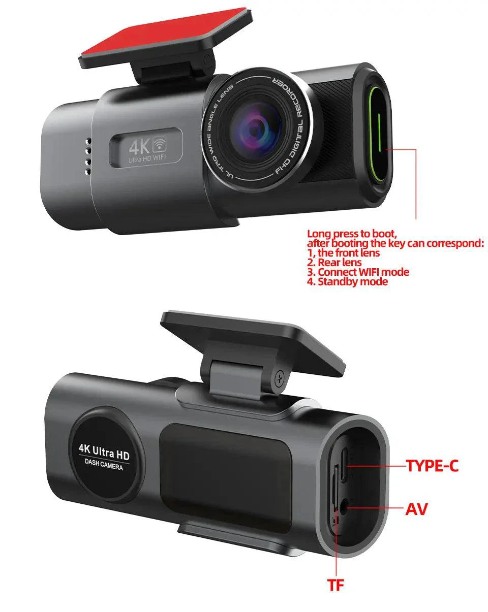 Acceo 4K Ultra HD Dash Cam Dual Lens With WiFi GPS Night Vision Parking Mode Built In