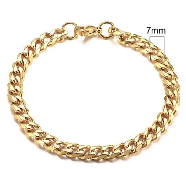 Gold-Tone Stainless Steel Cuban Bracelet 3-11mm