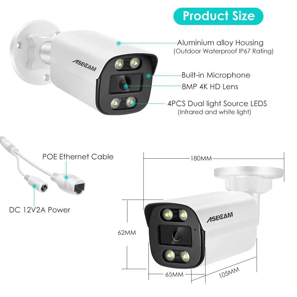 8MP IP Camera: Crystal Clear 4K Resolution, Enhanced Audio, Night Vision
