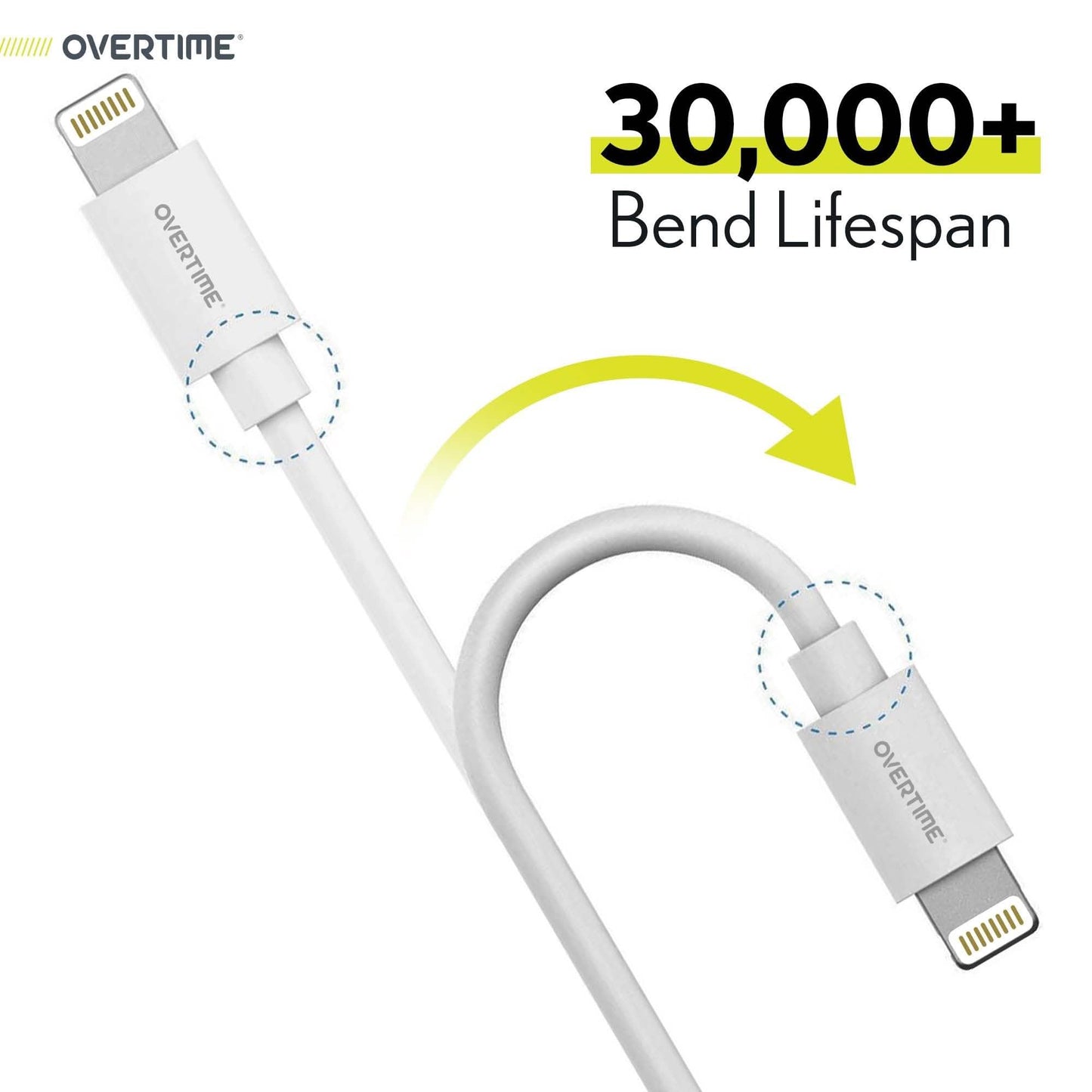 Overtime Apple MFI Certified Lightning to USB Cable, iPhone Charger and Sync Cable 4Ft White