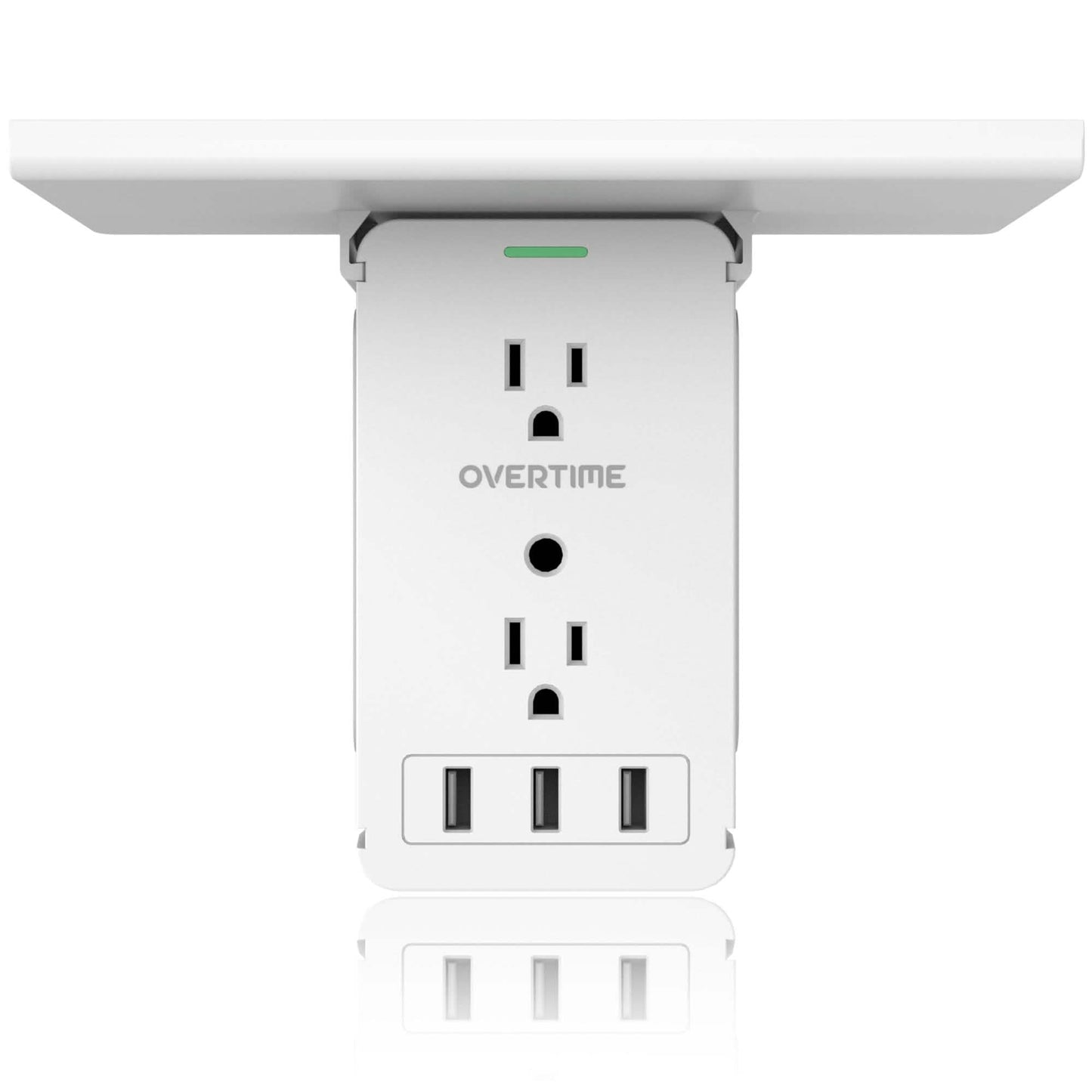 Overtime Outlet Extender with 8 AC and 3 USB Outlets Detachable Shelf Multi-Plug Outlet Extender with Surge Protector