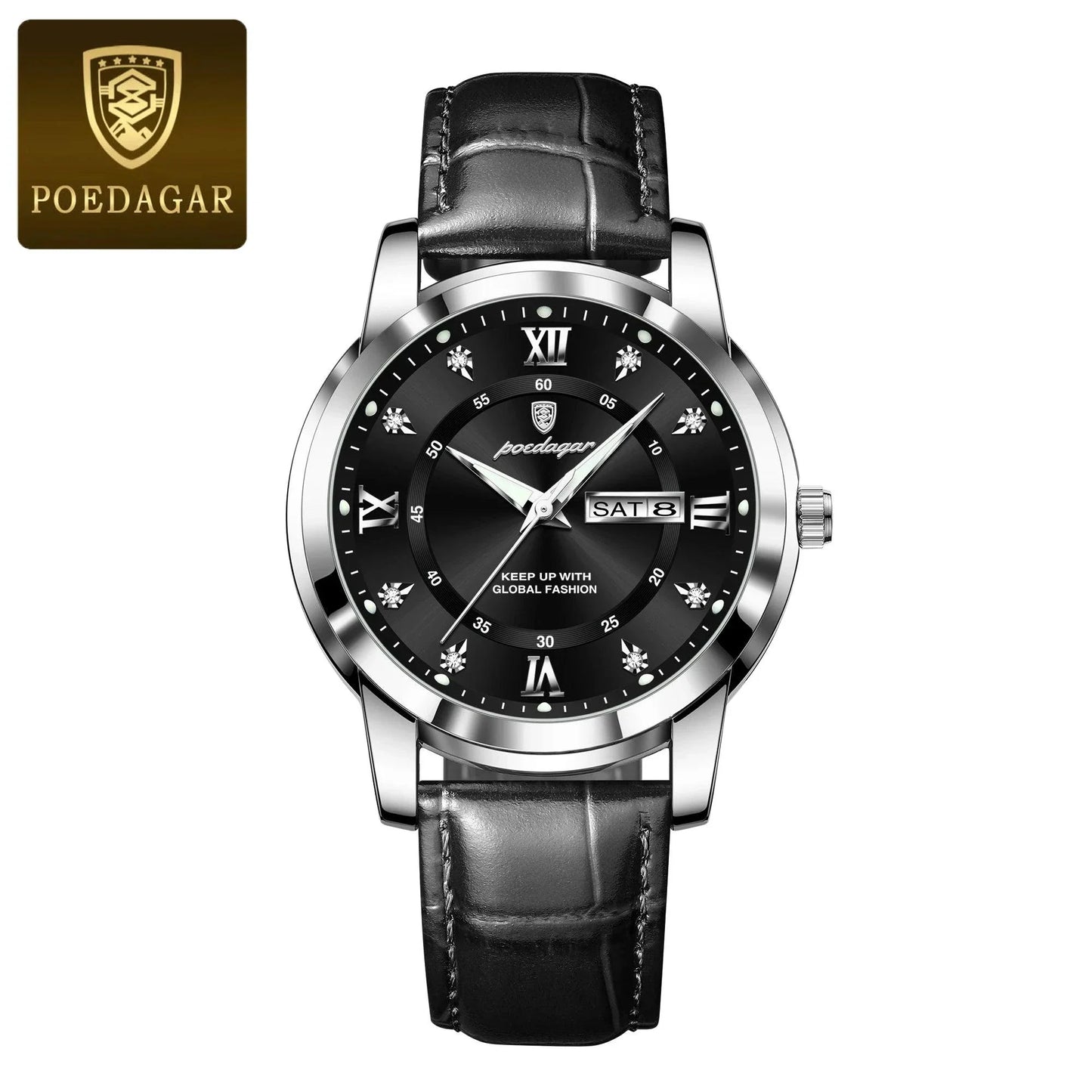 POEDAGAR Waterproof Leather Men's Quartz Watch