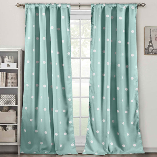 Set of 2: Polka Dots Blackout Window Curtain Pair Panel