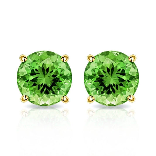 Solid 10K Gold 2.00 CTW Peridot Stud Earrings By MUIBLU Gems