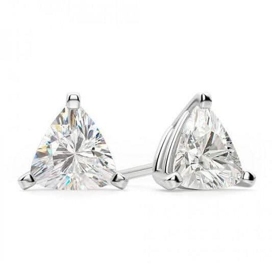 Solid Sterling Silver 6mm Trillion Cut Studs
